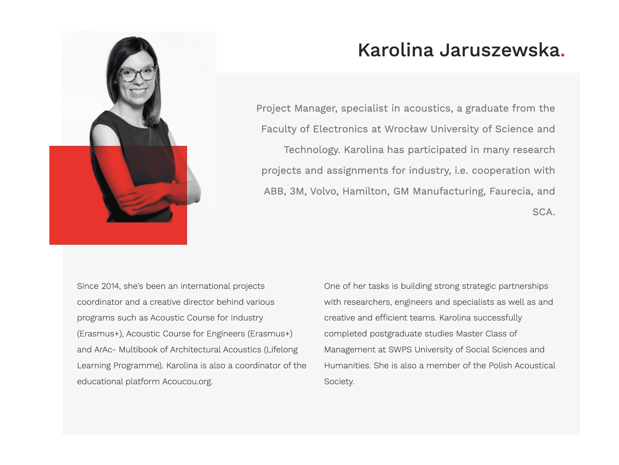 Web Design for Academy of Acoustics — design detail